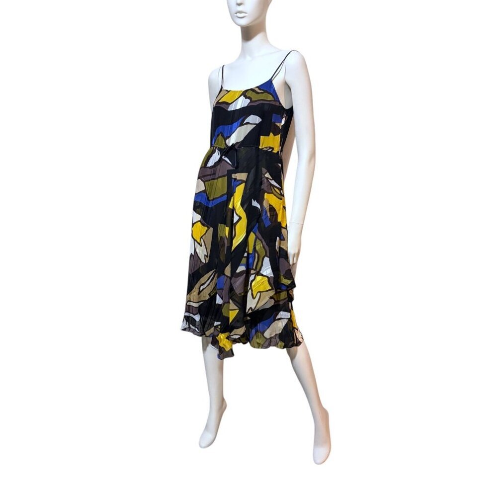Y2K French Connection Midi Dress 8 Asymmetric Abstract Color Block Sundress - Picture 5 of 9